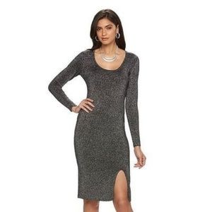 NWT Jennifer Lopez black silver metallic dress XXL stretch form flattering